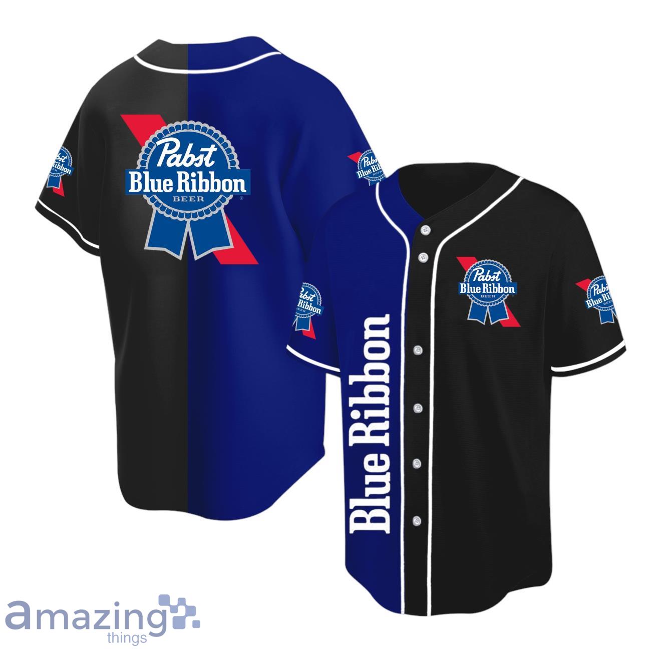 Personalized Multicolor Pabst Blue Ribbon Baseball Jersey image Personalized Multicolor Pabst Blue Ribbon Baseball Jersey Product Photo 1