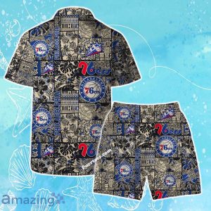 Philadelphia 76ers NBA Logo Vintage Floral Pattern Hawaiian Shirt & Short Product Photo 2