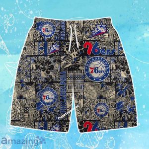 Philadelphia 76ers NBA Logo Vintage Floral Pattern Hawaiian Shirt & Short Product Photo 3