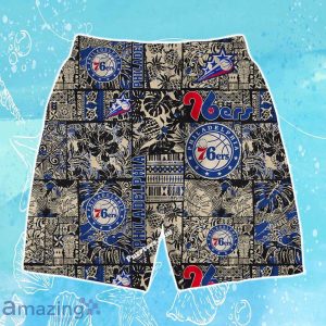 Philadelphia 76ers NBA Logo Vintage Floral Pattern Hawaiian Shirt & Short Product Photo 4