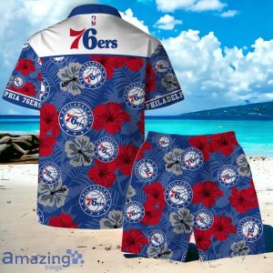 Philadelphia 76ers NBA Team Logo Hawaiian Shirt And Short Vintage Pattern Product Photo 2