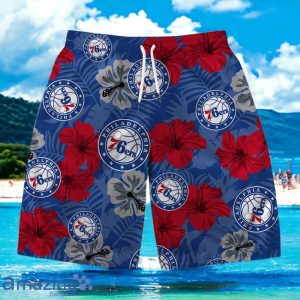 Philadelphia 76ers NBA Team Logo Hawaiian Shirt And Short Vintage Pattern Product Photo 3