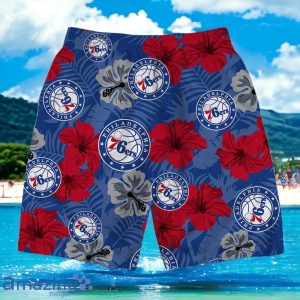 Philadelphia 76ers NBA Team Logo Hawaiian Shirt And Short Vintage Pattern Product Photo 4