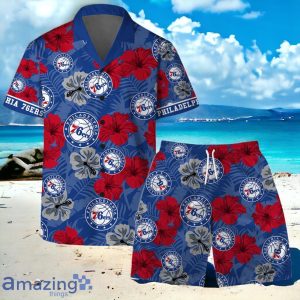 Philadelphia 76ers NBA Team Logo Hawaiian Shirt And Short Vintage Pattern Product Photo 1