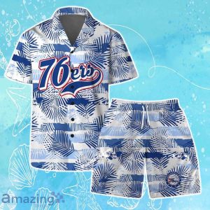 Philadelphia 76ers Team Logo Pattern Leaves Tropical Hawaiian Shirt & Short Product Photo 1