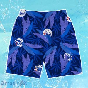Philadelphia 76ers Team Logo Pattern Leaves Vintage Art Hawaiian Shirt & Short Product Photo 4