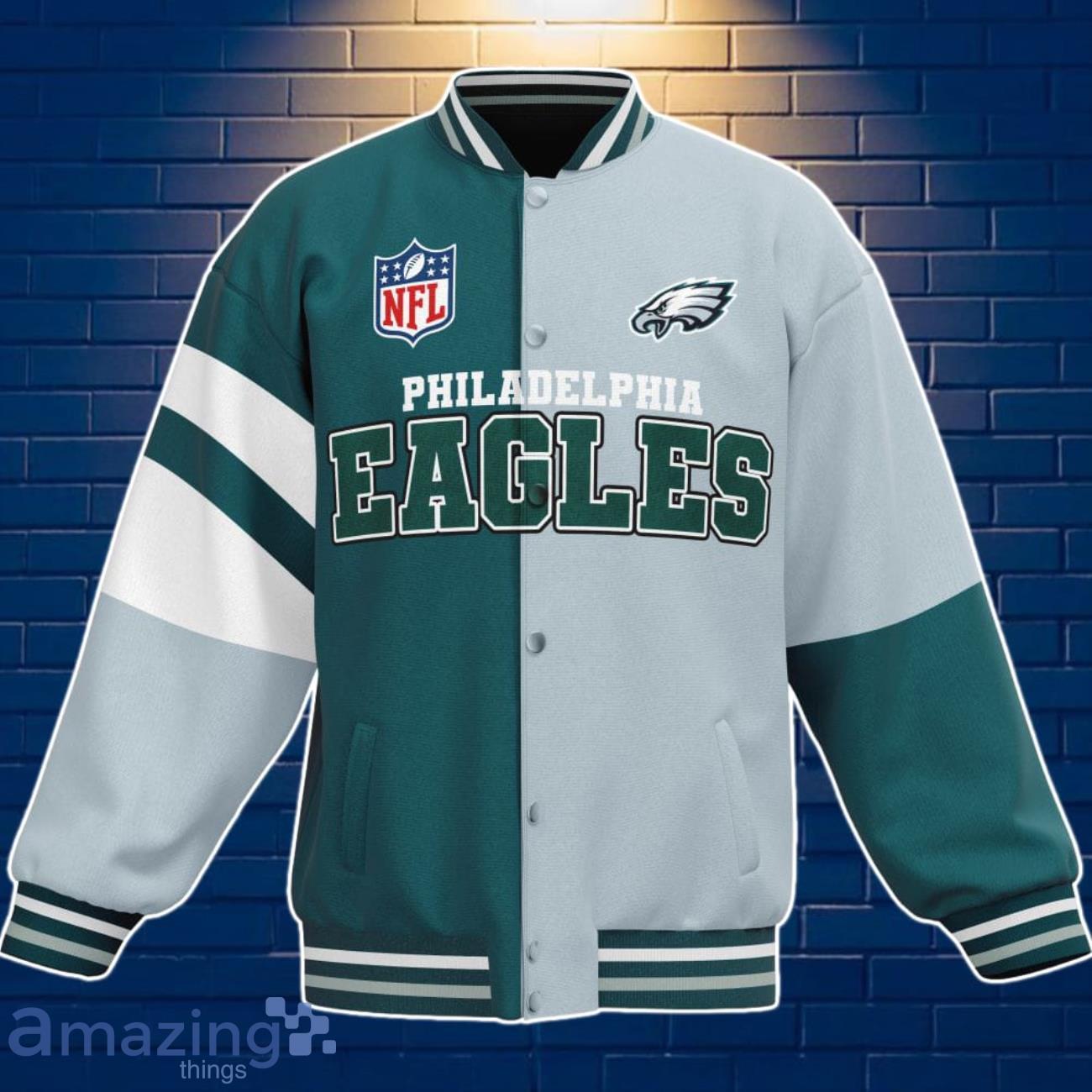 Philadelphia Eagles Baseball Jacket Custom Number & Name Youth Style For Fans image Philadelphia Eagles Baseball Jacket Custom Number & Name Youth Style For Fans Product Photo 3