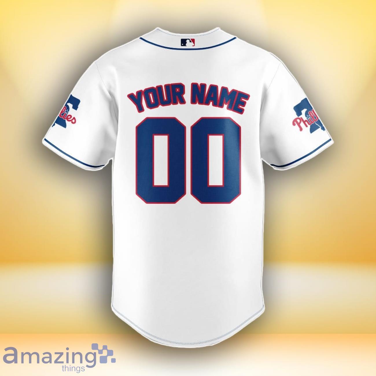 Philadelphia Phillies MLB Custom Number & Name Baseball Jersey For Fans image Philadelphia Phillies MLB Custom Number & Name Baseball Jersey For Fans Product Photo 3
