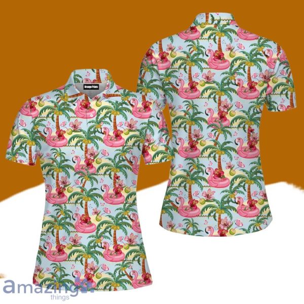 Pink Flamingos Summer Tropical Polo Shirt For Women Gift Golf Lover Product Photo 1