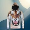 Roaring Tiger Brown & White 3D Hoodie Unique Gift