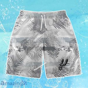San Antonio Spurs Team Logo Pattern Leaves Tropical Hawaiian Shirt & Short Product Photo 3