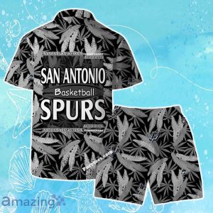 San Antonio Spurs Team Logo Pattern Leaves Vintage Art Hawaiian Shirt & Short Product Photo 2