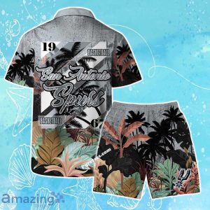 San Antonio Spurs Team Logo Pattern Tropical Hawaiian Shirt & Short Product Photo 2