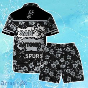 San Antonio Spurs Team Logo Pattern Vintage Aloha Hawaiian Shirt & Short Product Photo 2