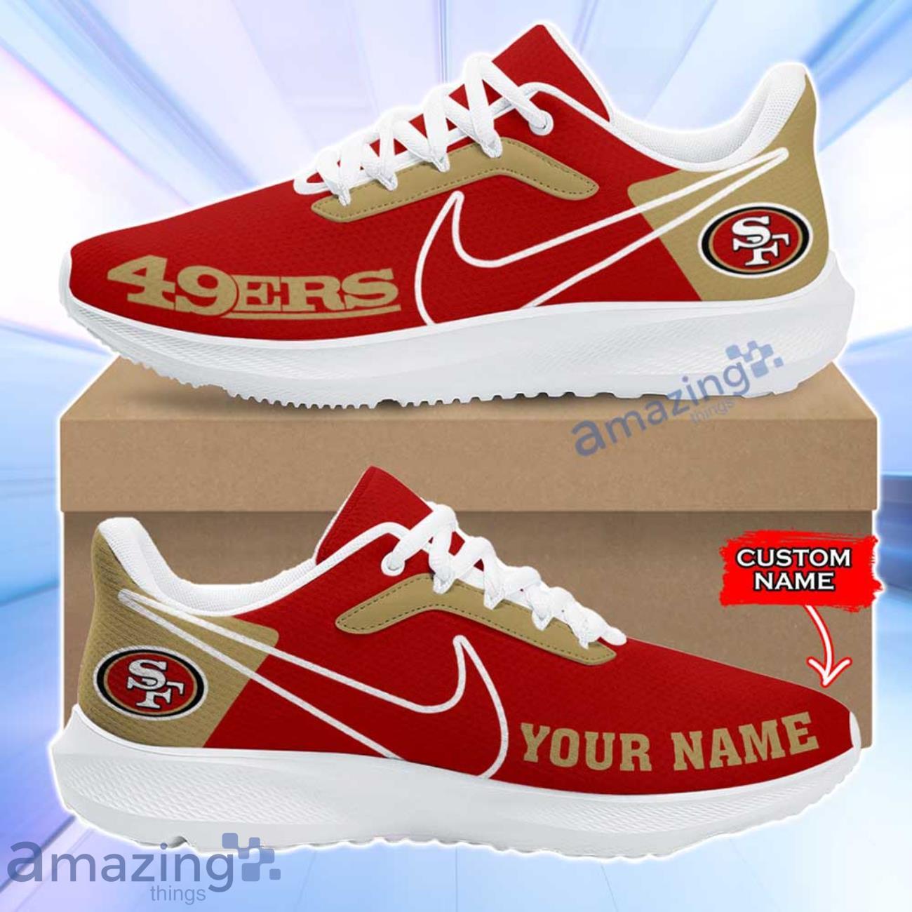 San Francisco 49ers NFL Air Mesh Running Shoes Custom Name New Design image San Francisco 49ers NFL Air Mesh Running Shoes Custom Name New Design Product Photo 1