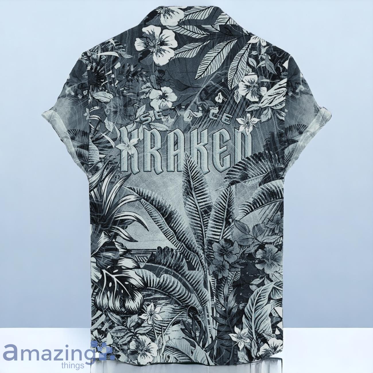 Seattle Kraken NHL Hawaiian Shirt Tropical Skull Design For Men Women image Seattle Kraken NHL Hawaiian Shirt Tropical Skull Design For Men Women Product Photo 2