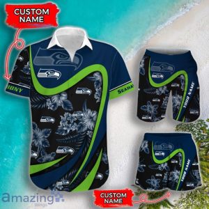 Seattle Seahawks NFL Floral Hawaiian Shirt And Shorts Custom Name Casual Comfort Combo For Fans Product Photo 1