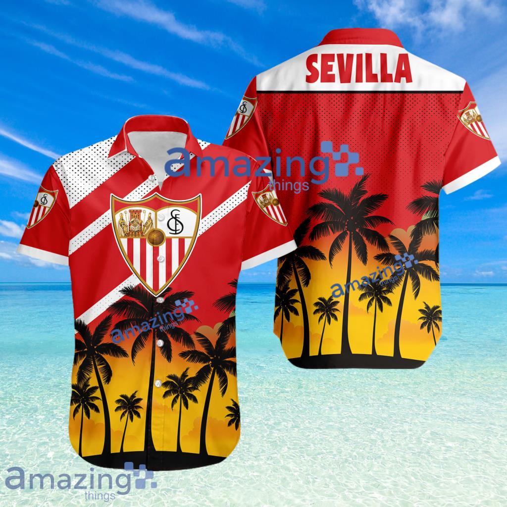 Sevilla FC Logo Button Down Hawaiian Shirt Hip Summer Trend Product Photo 1