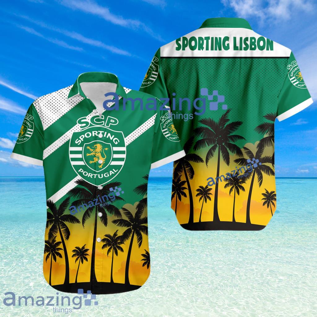 Sporting Lisbon FC Logo Button Down Hawaiian Shirt Hip Summer Trend Product Photo 1