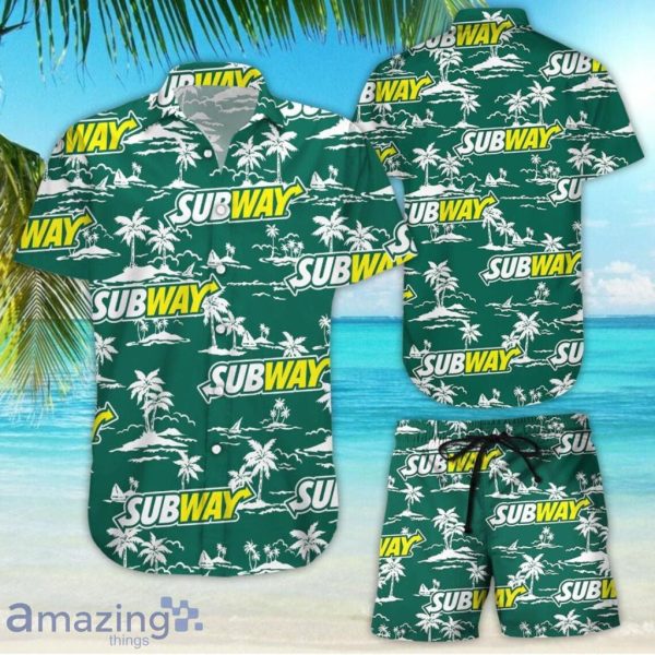 Subway Tropical Flower Aloha Hawaiian Shirts and short Product Photo 1