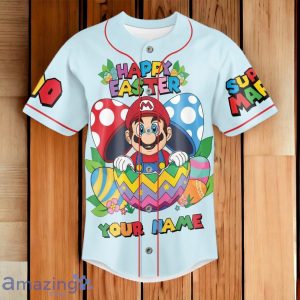 Super Mario Happy Easter Custom Number & Name Baseball Jersey Product Photo 2