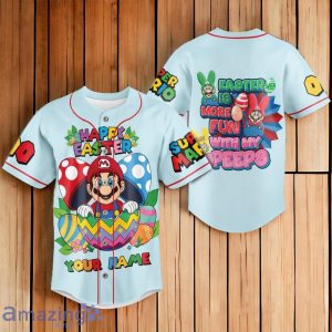 Super Mario Happy Easter Custom Number & Name Baseball Jersey Product Photo 1