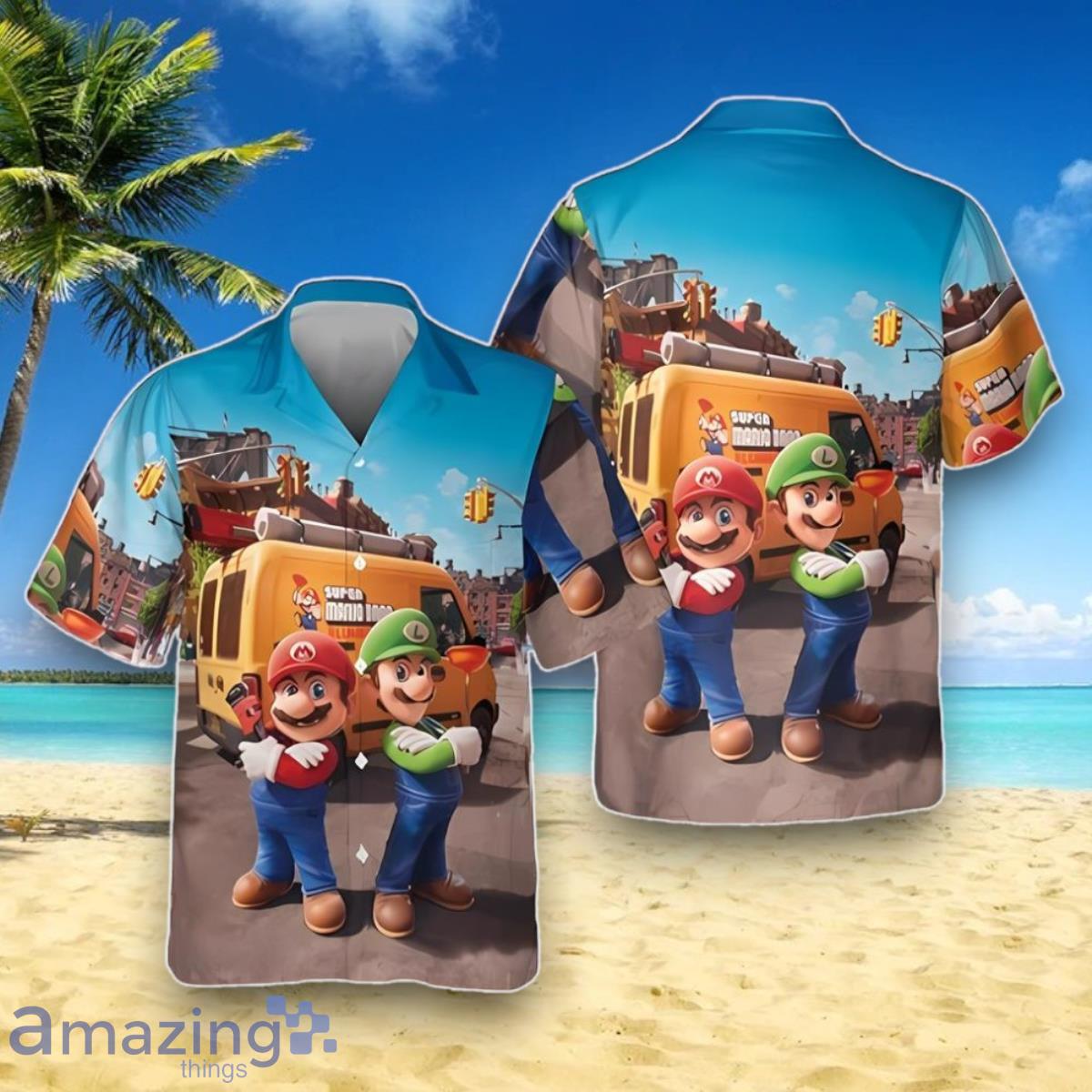 Super Mario Sunshine Hawaiian Shirt Impressive Gift image Super Mario Sunshine Hawaiian Shirt Impressive Gift Product Photo 1