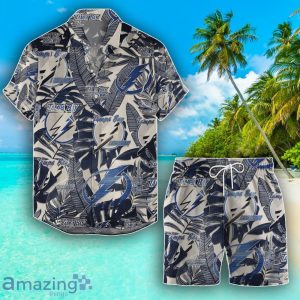 Tampa Bay Lightning Set Hawaiian Shirt And Shorts Combo Retro Style For Fans Product Photo 1