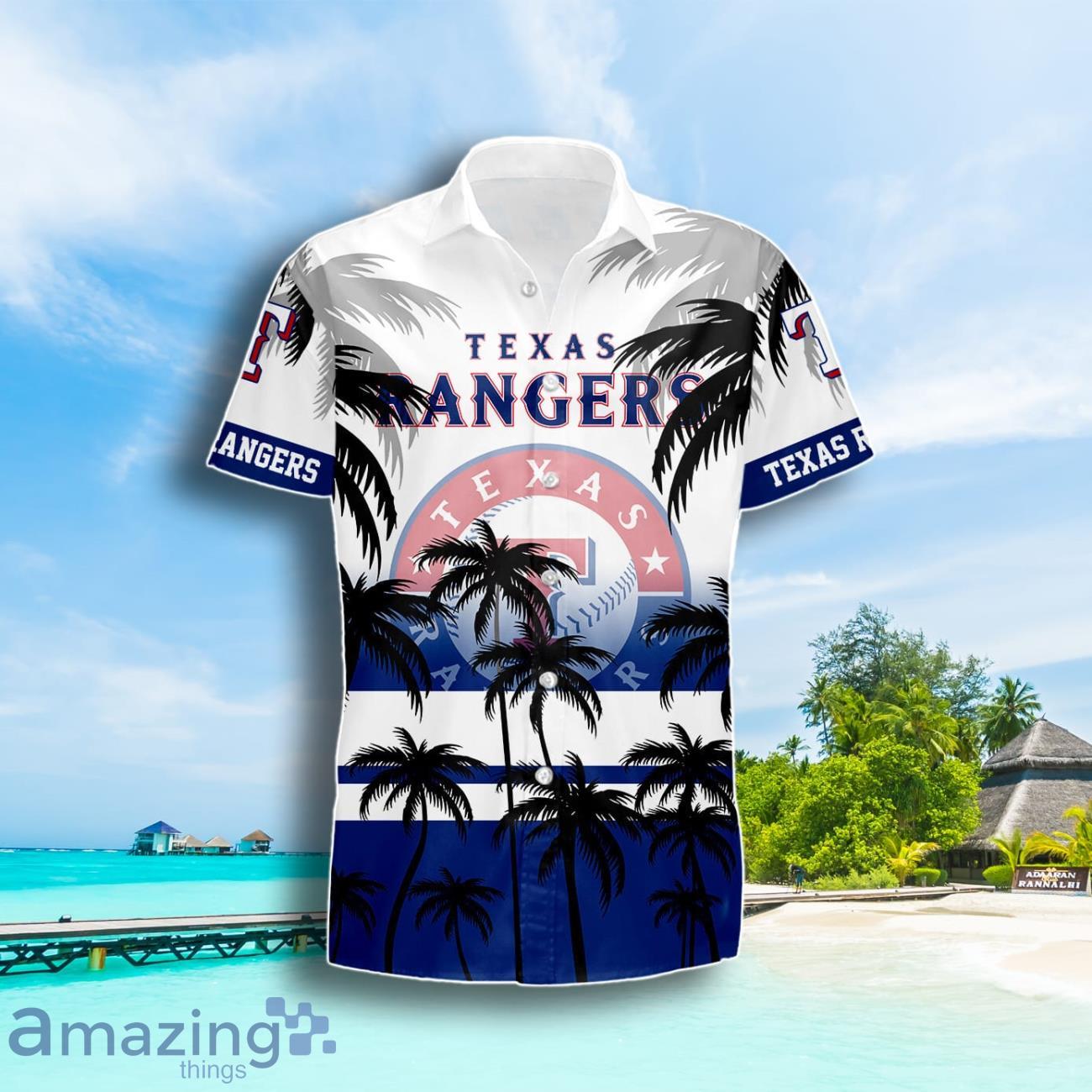 Texas Rangers Coconut Tree Beach Pattern Pattern Hawaiian Shirt Summer Gift For Men Women image Texas Rangers Coconut Tree Beach Pattern Pattern Hawaiian Shirt Summer Gift For Men Women Product Photo 2