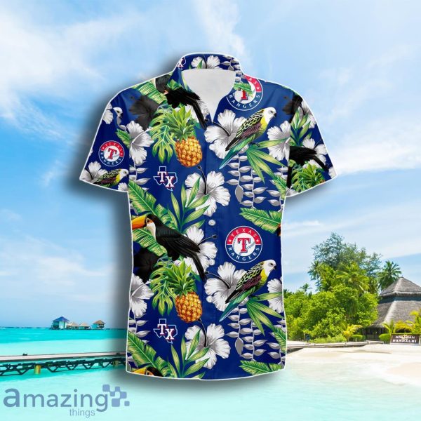 Texas Rangers Tropical Parrot Hibiscus Hawaiian Shirt Summer Gift For Men Women Product Photo 2