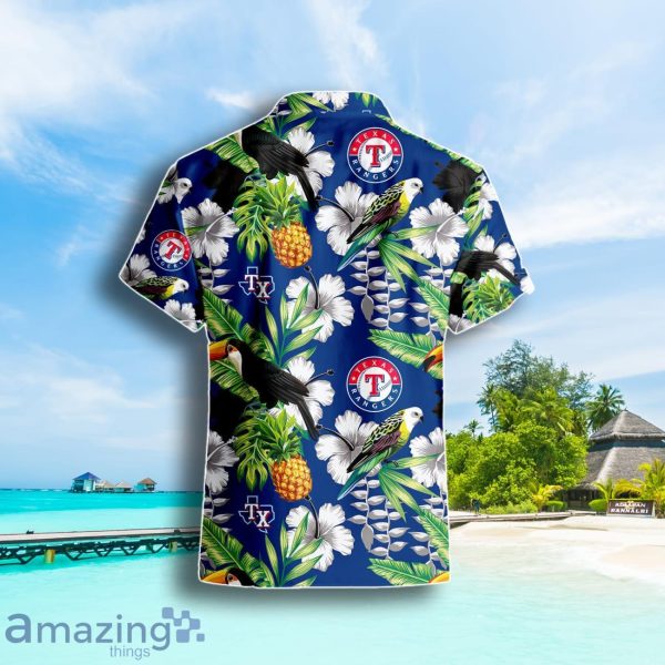 Texas Rangers Tropical Parrot Hibiscus Hawaiian Shirt Summer Gift For Men Women Product Photo 3
