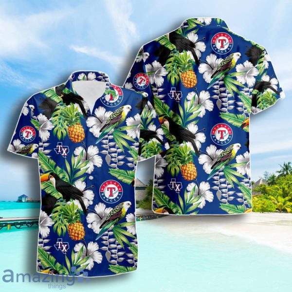 Texas Rangers Tropical Parrot Hibiscus Hawaiian Shirt Summer Gift For Men Women Product Photo 1