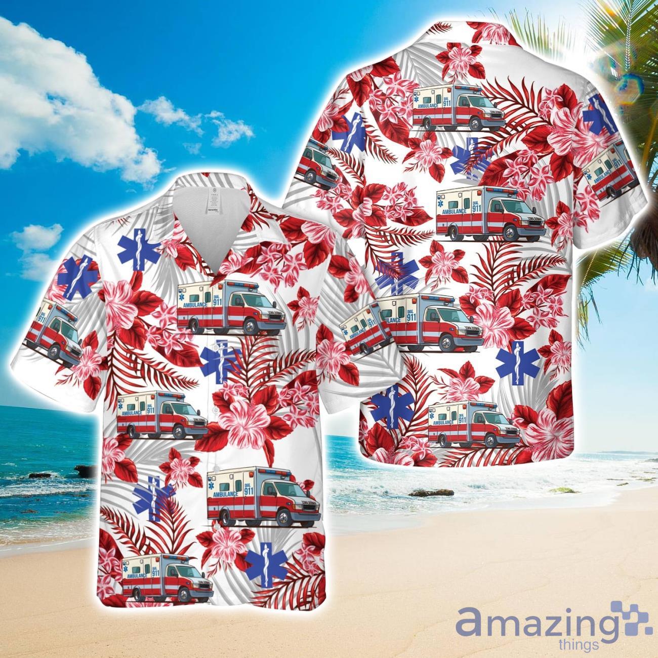 Tropical Ambulance Hawaiian Shirt Aloha Beach Shirt image Tropical Ambulance Hawaiian Shirt Aloha Beach Shirt Product Photo 1