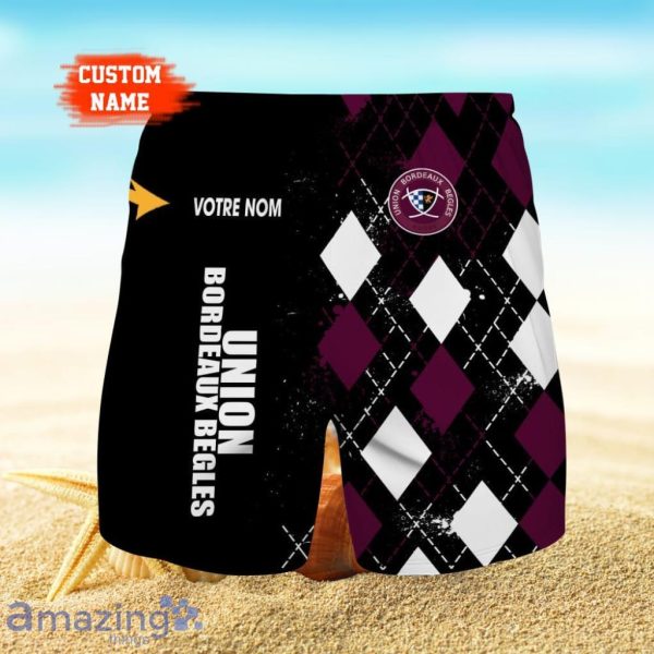 Union Bordeaux Begles Logo Print 3D Short Hawaiian Custom Name Trending Summer For Men Product Photo 1