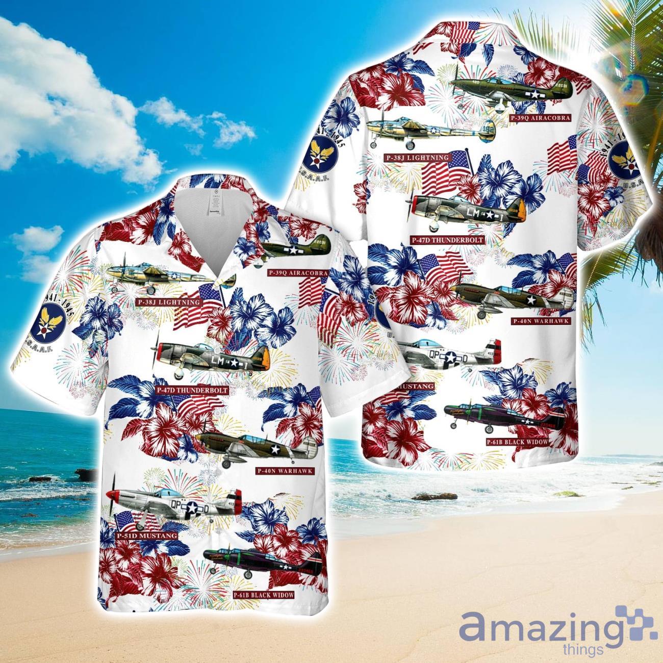 United States Army Air Force Fighters In WWII 1941 1945 Hawaiian Shirt Aloha Beach Shirt image United States Army Air Force Fighters In WWII 1941-1945 Hawaiian Shirt Aloha Beach Shirt Product Photo 1