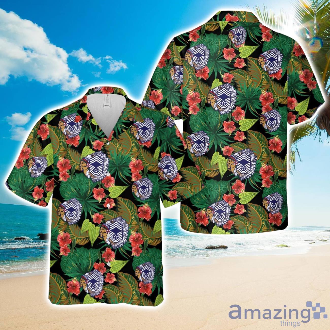 US Air Force Master Sergeant Chief Hawaiian Shirt Aloha Beach Shirt image US Air Force Master Sergeant Chief Hawaiian Shirt Aloha Beach Shirt Product Photo 1