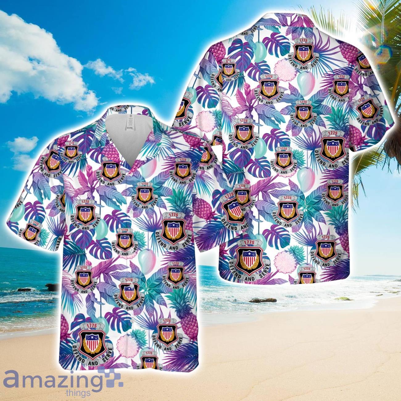 US Army Adjutant Generals Corps Regimental Crest Hawaiian Shirt US Army Summer Gift image US Army Adjutant Generals Corps Regimental Crest Hawaiian Shirt US Army Summer Gift Product Photo 1