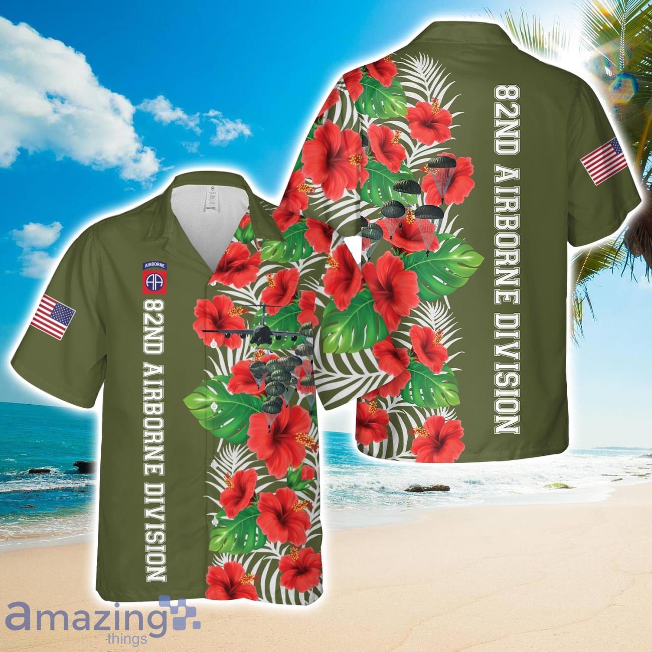US Army Paratroopers With The 82nd Airborne Division Parachute Hawaiian Shirt Beach Shirt For Men Woemn image US Army Paratroopers With The 82nd Airborne Division Parachute Hawaiian Shirt Beach Shirt For Men Woemn Product Photo 1