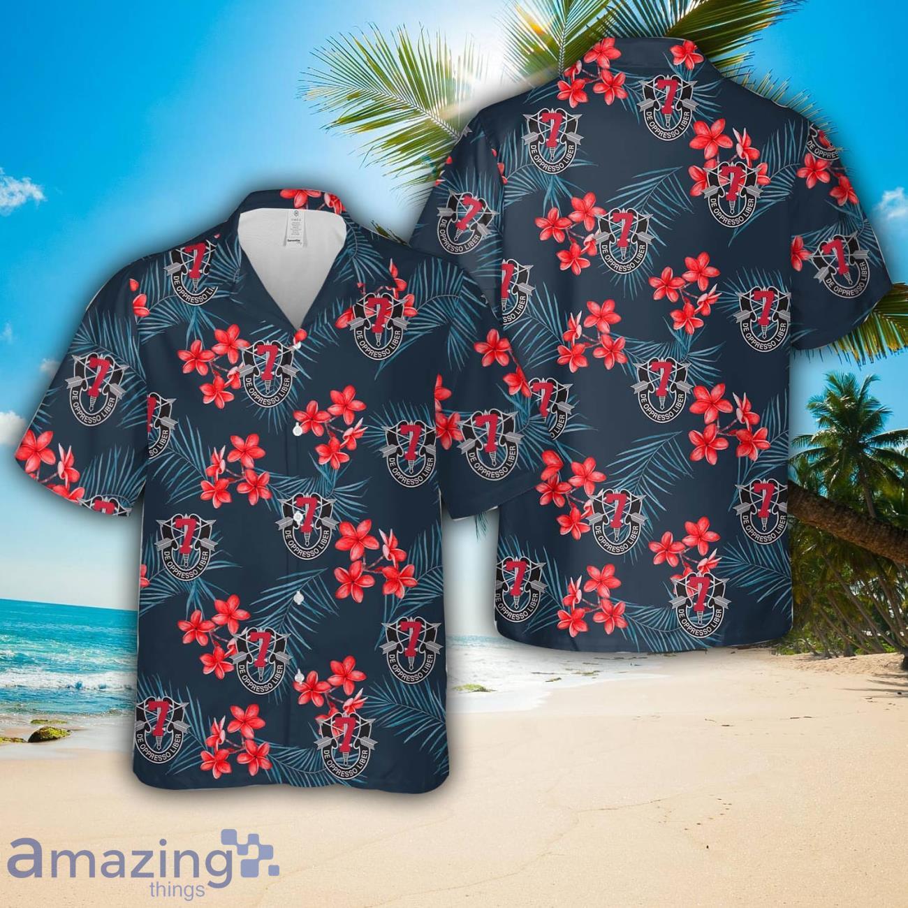 US Army Special Forces 7th Special Forces Group (Airborne) (7th SFG) (A) Hawaiian Shirt Beach Shirt For Men Woemn image US Army Special Forces 7th Special Forces Group (Airborne) (7th SFG) (A) Hawaiian Shirt Beach Shirt For Men Woemn Product Photo 1