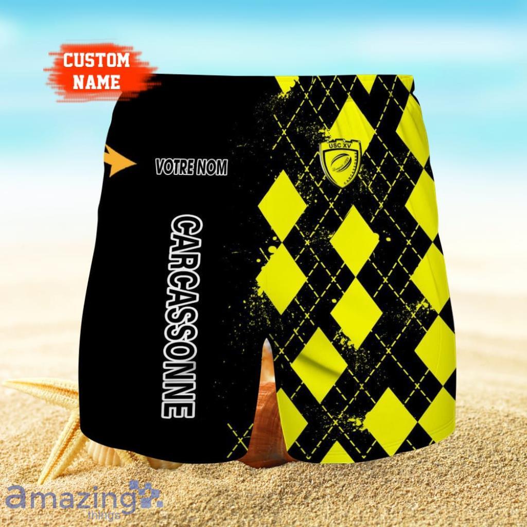 US Carcassonne Logo Print 3D Short Hawaiian Custom Name Trending Summer For Men image US Carcassonne Logo Print 3D Short Hawaiian Custom Name Trending Summer For Men Product Photo 1