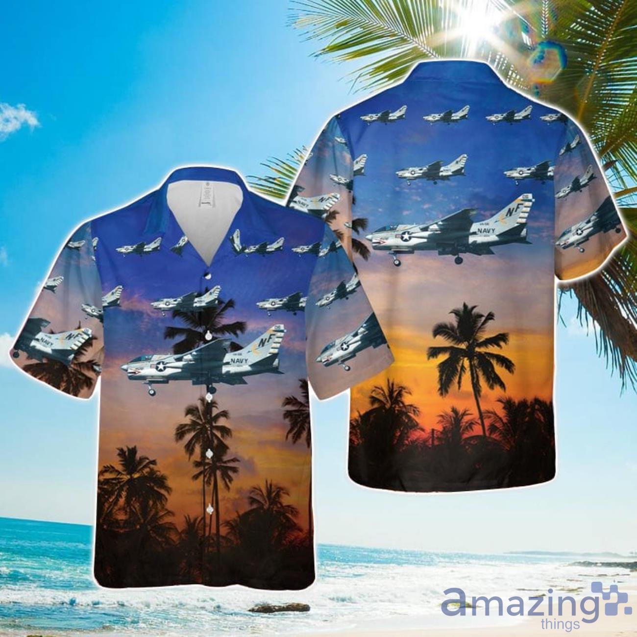 US Navy LTV A 7E Corsair II Of VA 56 Champions Hawaiian Shirt Summer Vacation Button Shirt image US Navy LTV A-7E Corsair II Of VA-56 Champions Hawaiian Shirt Summer Vacation Button Shirt Product Photo 1