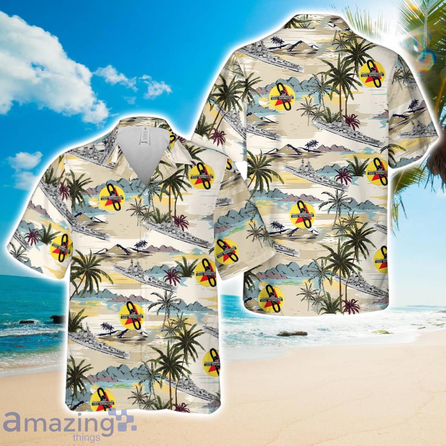 US Navy USS Rochester (CA 124) Hawaiian Shirt US Navy Beach Shirt Gift image US Navy USS Rochester (CA-124) Hawaiian Shirt US Navy Beach Shirt Gift Product Photo 1