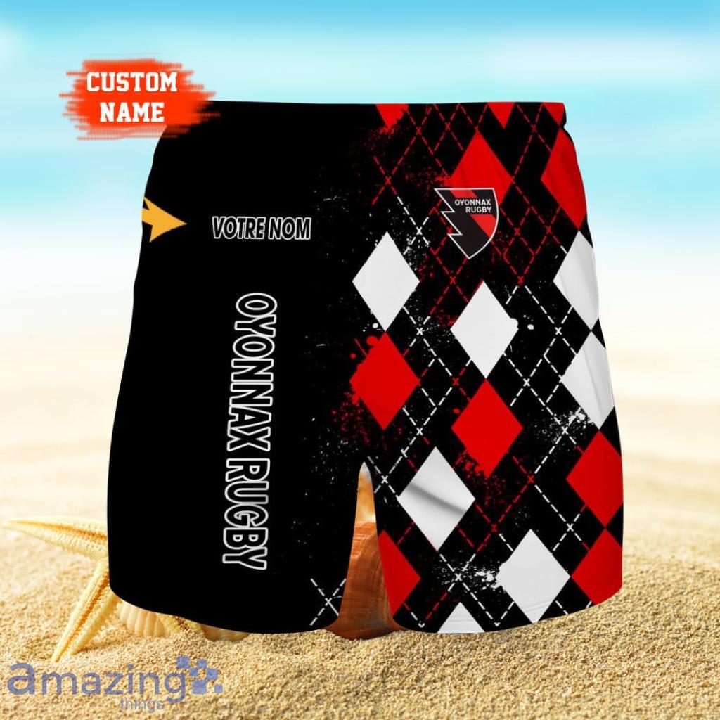 Us Oyonnax Rugby Logo Print 3D Short Hawaiian Custom Name Trending Summer For Men image Us Oyonnax Rugby Logo Print 3D Short Hawaiian Custom Name Trending Summer For Men Product Photo 1