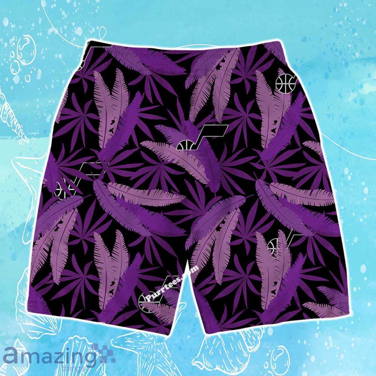 Utah Jazz Team Logo Pattern Leaves Vintage Art Hawaiian Shirt & Short image Utah Jazz Team Logo Pattern Leaves Vintage Art Hawaiian Shirt & Short Product Photo 4