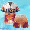 Utah Jazz Team Logo Pattern Sunset Tropical Hawaiian Shirt & Short