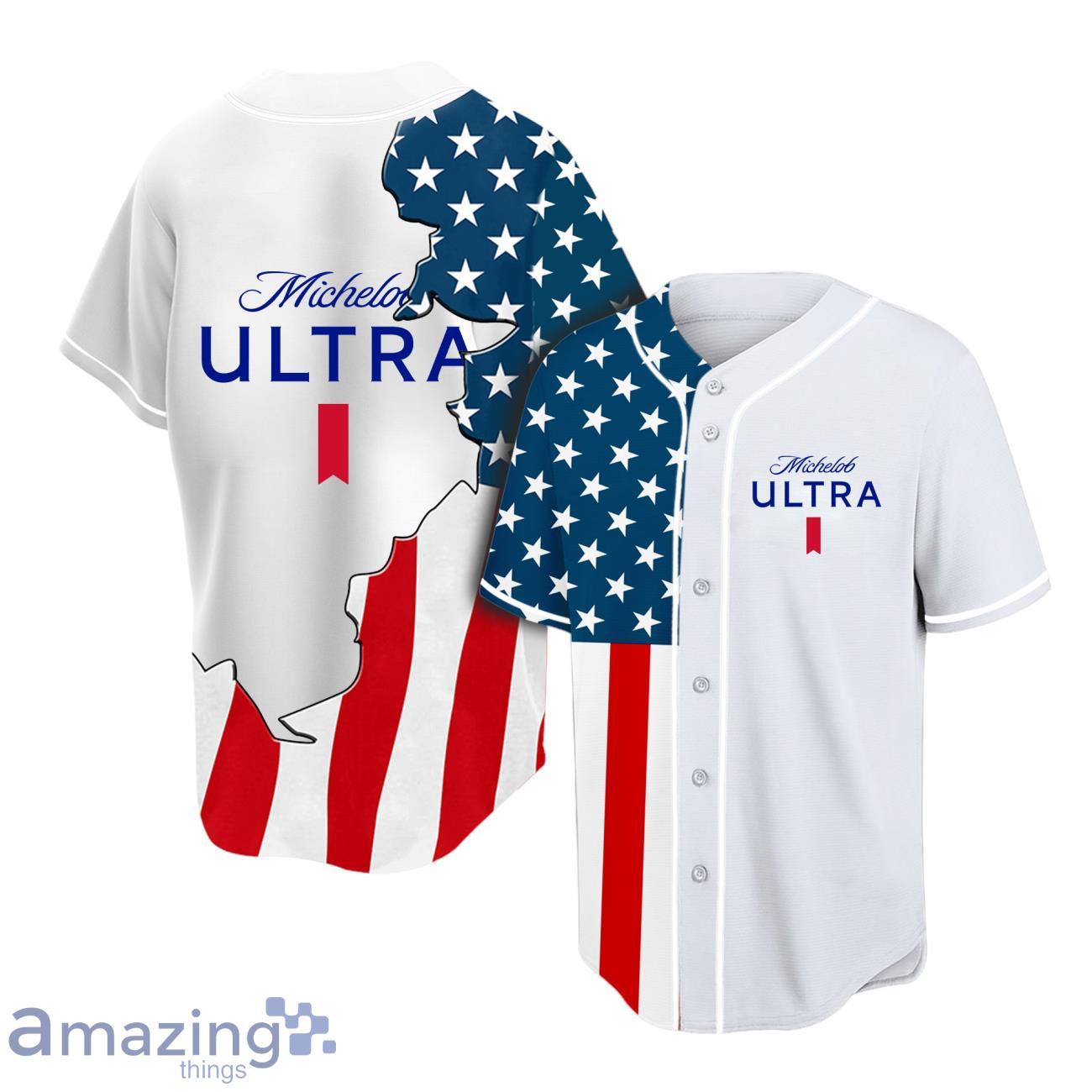 Vintage USA Flag Fourth Of July Michelob ULTRA Baseball Jersey image Vintage USA Flag Fourth Of July Michelob ULTRA Baseball Jersey Product Photo 1