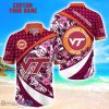 Virginia Tech Hokies Custom Name Floral Hawaiian Shirt Summer Beach Shirt For Fans
