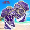 Washington Huskies Custom Name Floral Hawaiian Shirt Summer Beach Shirt For Fans