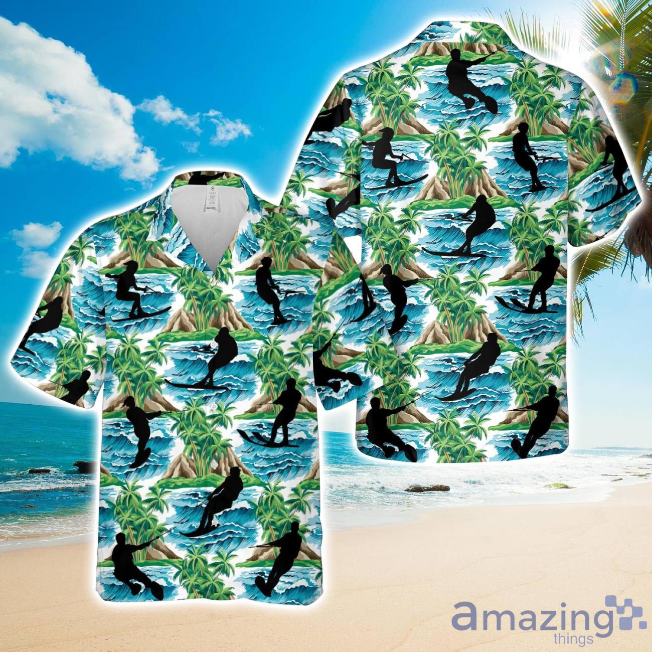 Water skiing Hawaiian Shirt Aloha Beach Summer Shirt image Water skiing Hawaiian Shirt Aloha Beach Summer Shirt Product Photo 1