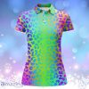 Womens Golf Polo Shirteon Rainbow Leopard Print Custom Name Ladies Pattern Polo Shirt